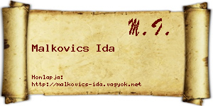 Malkovics Ida névjegykártya
